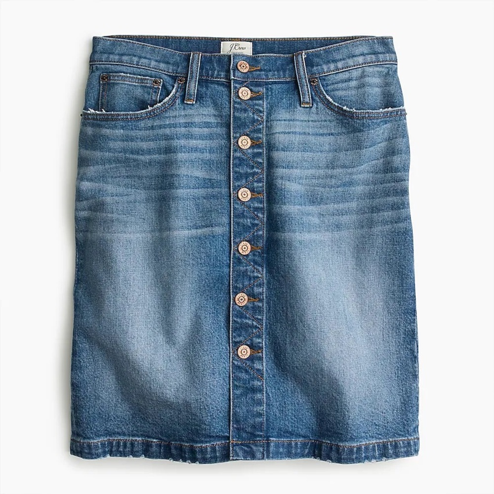 J. Crew Button-front denim skirt